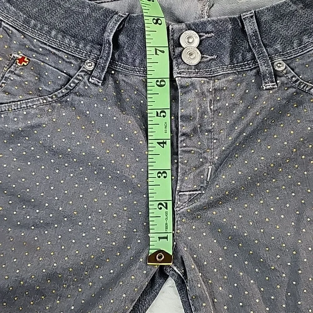 Hudson -045 Collin Women's Vice Versa Skinny‎ Polka Dots Jeans Grey Size 27